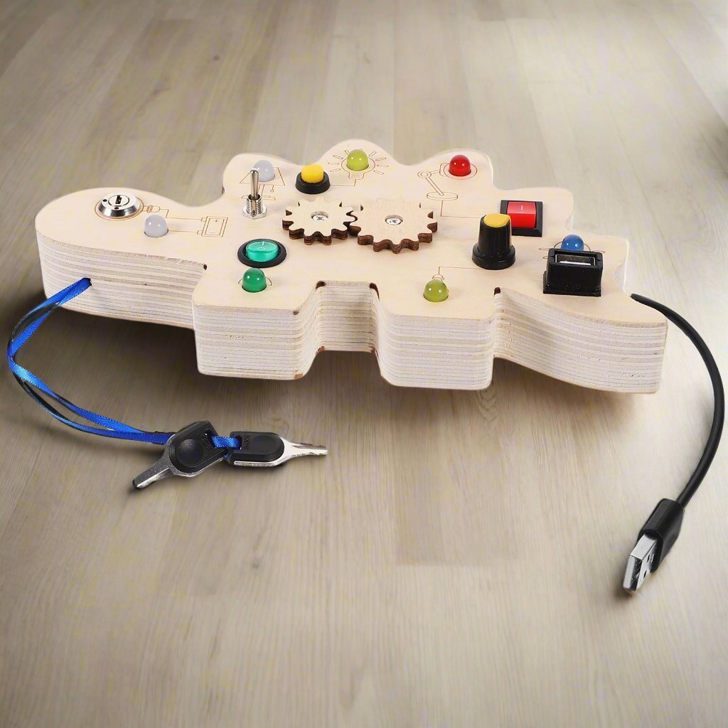 Tableau Montessori - BusyBoardCircuit™ - Dinosaure - Au Coin Maman